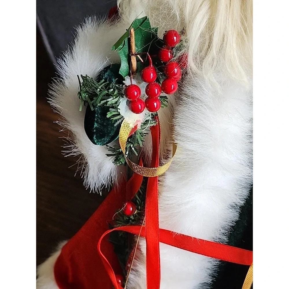 Vintage Old World Santa Claus Christmas  Tree Topper Decor Red Robe